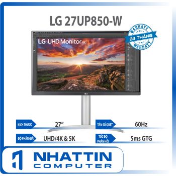 Màn hình máy tính LG UHD 4K 27'' IPS VESA DisplayHDR™ 400 USB Type-C™ Chân đế linh hoạt 27UP850-W