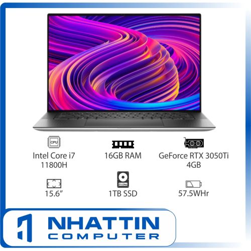 Laptop Dell XPS 15 9510 70279030 (Core™ i7-11800H | 16GB | 1TB SSD | RTX 3050Ti 4GB | 15.6 inch FHD | Win 11 | Platnum Silver)