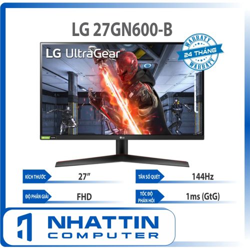 Màn hình máy tính LG UltraGear™ 27'' IPS Full HD 144Hz 1ms (GtG) NVIDIA® G-SYNC® Compatible HDR 27GN600-B