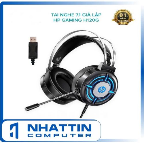 Tai nghe gaming HP H120G led RGB - âm thanh stereo sống động (Đen)